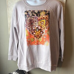 Torrid Floral Graphic Sweatshirt - Light Gray and Multicolor